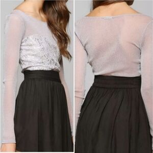 UO KIMCHI BLUE S Limelight Lilac Sheer Lace Top Small NWOT